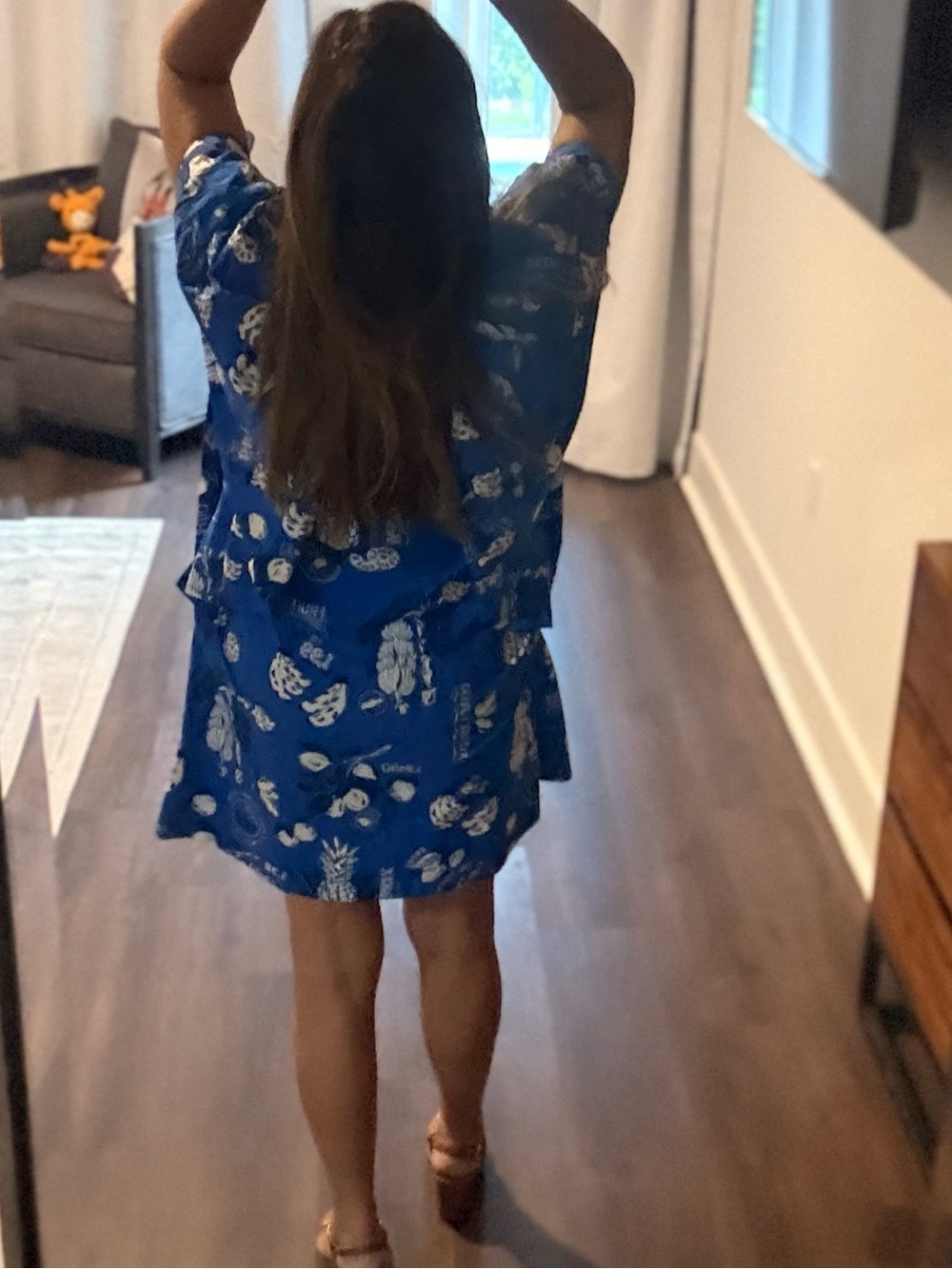 FARM Rio Blue White Tropical Mini Dress - Picture 4 of 8